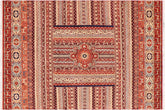 9x12 hand knotted Khurjeen wool rug in burntorange and blue - Boho Chic Khurgeen Aisha