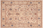 8x10 hand knotted Ziegler wool rug in tan and blue - Chic Ziegler Rolanda