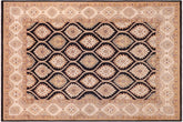 9x12 hand knotted transitional wool rug in black and ivory - Boho Chic Roma