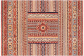 10x14 hand knotted Khurjeen wool rug in rust and blue - Tribal Khurgeen Romelia