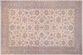 12x18 hand knotted Ziegler wool rug in ivory and blue - Chic Romona
