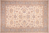 10x14 hand knotted Ziegler wool rug in ivory and blue - Classic Rory