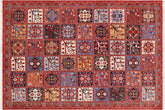 9x12 hand knotted geometric wool rug in rust and blue - Southwestern Ziegler Rosa