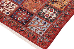 handmade Geometric Kafkaz Rust Blue Hand Knotted RECTANGLE 100% WOOL area rug 9' x 12'