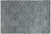 handmade Modern Kafkaz Gray Gray Hand Knotted RECTANGLE WOOL&VISCOU area rug 4' x 6'