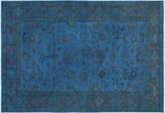 handmade Over Dyed Over Dyed Blue Blue Hand Knotted RECTANGLE 100% WOOL area rug 12' x 17'