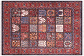 8x10 hand knotted geometric wool rug in blue and rust - Boho Ziegler Roseanne