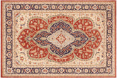 10x14 hand knotted Ziegler wool rug in rust and beige - Chic Ziegler Roselle