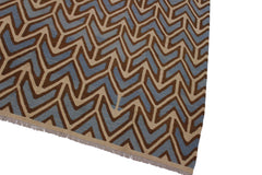 handmade Modern Kilim Ivory Blue Hand-Woven RECTANGLE 100% WOOL area rug 6x8
