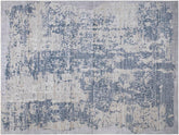 Abstract machine made rug in grey and blue - Modern Lelia Distressed