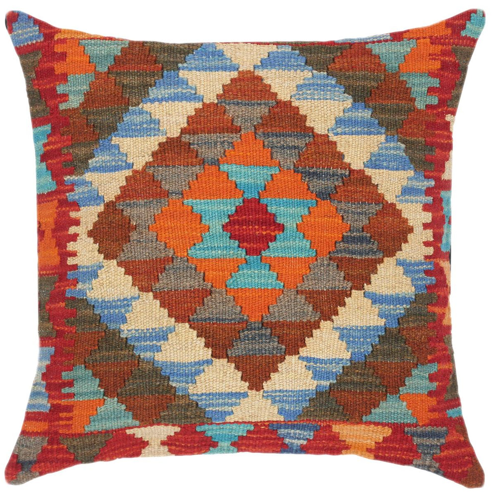 handmade Traditional Pillow Red Gray Hand-Woven SQUARE 100% WOOL kilim throw pillow
