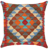 handmade Traditional Pillow Red Gray Hand-Woven SQUARE 100% WOOL kilim throw pillow