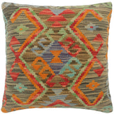 handmade Tribal Turkish Antique Charcoal Red Hand-Woven SQUARE 100% WOOL pillow