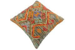 handmade Tribal Turkish Antique Charcoal Red Hand-Woven SQUARE 100% WOOL pillow