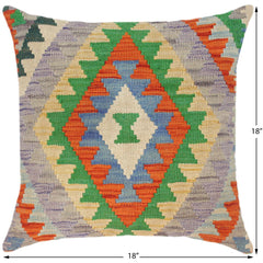 handmade Traditional Pillow Blue Rust Hand-Woven SQUARE 100% WOOL kilim throw pillow