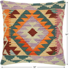 handmade Traditional Pillow Rust Blue Hand-Woven SQUARE 100% WOOL area rug