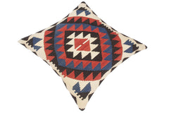 handmade Traditional Pillow Rust Blue Hand-Woven SQUARE 100% WOOL kilim throw pillow