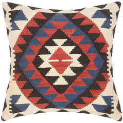 handmade Traditional Pillow Rust Blue Hand-Woven SQUARE 100% WOOL kilim throw pillow