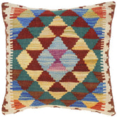 handmade Traditional Pillow Rust Blue Hand-Woven SQUARE 100% WOOL kilim throw pillow