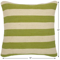 handmade Modern Pillow Beige Green Hand-Woven SQUARE 100% WOOL kilim throw pillow