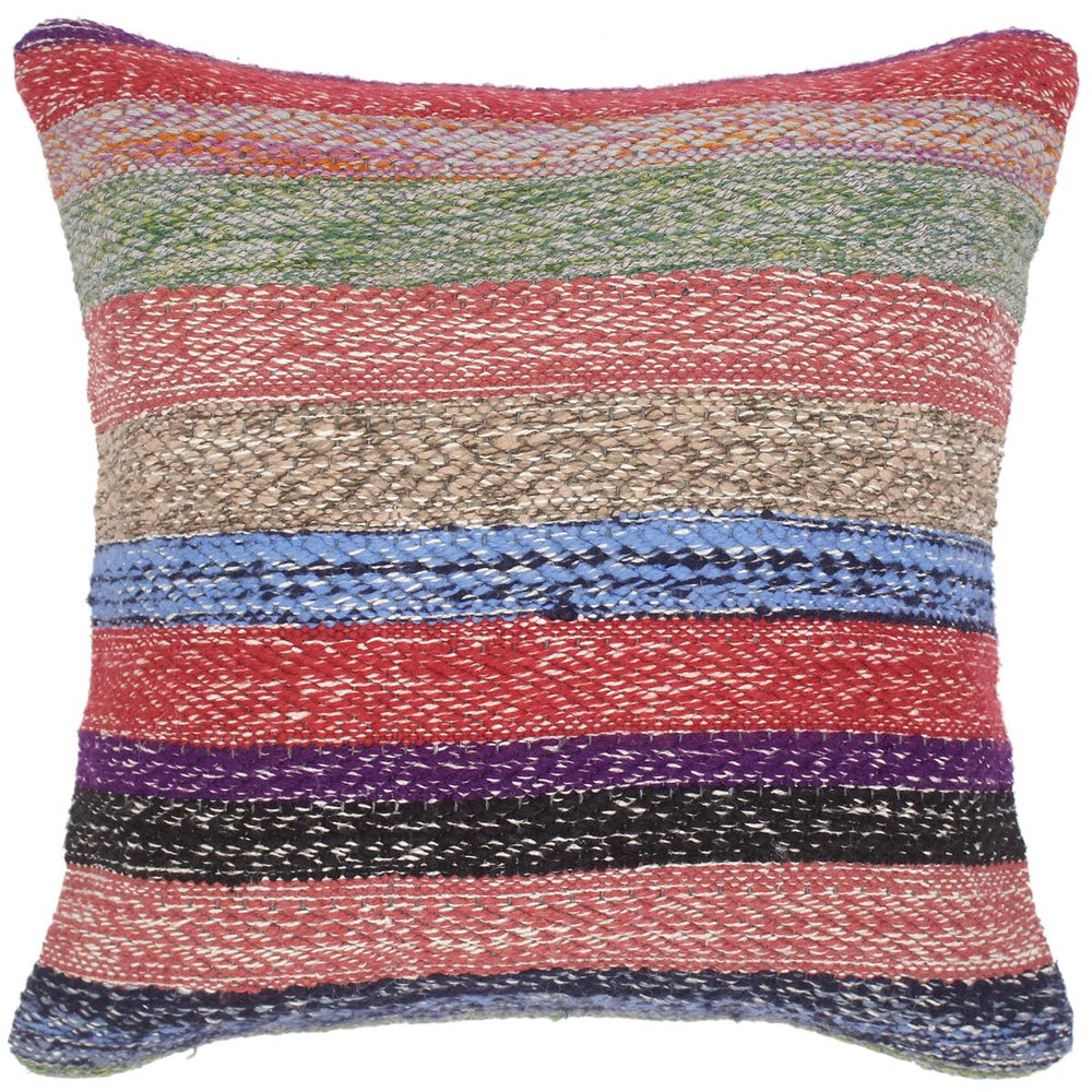 handmade Modern Pillow Blue Red Hand-Woven SQUARE 100% WOOL kilim throw pillow