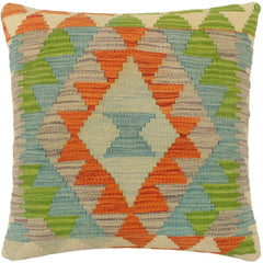 handmade Tribal Turkish Antique Rust Blue Hand-Woven SQUARE 100% WOOL pillow