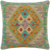 handmade Tribal Turkish Antique Green Rust Hand-Woven SQUARE 100% WOOL pillow
