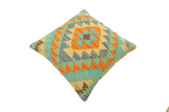 handmade Tribal Turkish Antique Rust Blue Hand-Woven SQUARE 100% WOOL pillow