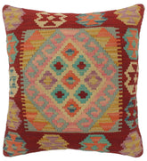 handmade Tribal Turkish Antique Red Blue Hand-Woven SQUARE 100% WOOL pillow