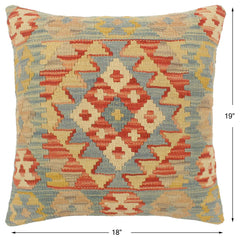 handmade Tribal Turkish Antique Rust Blue Hand-Woven SQUARE 100% WOOL pillow