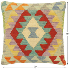 handmade Tribal Turkish Antique Rust Blue Hand-Woven SQUARE 100% WOOL pillow