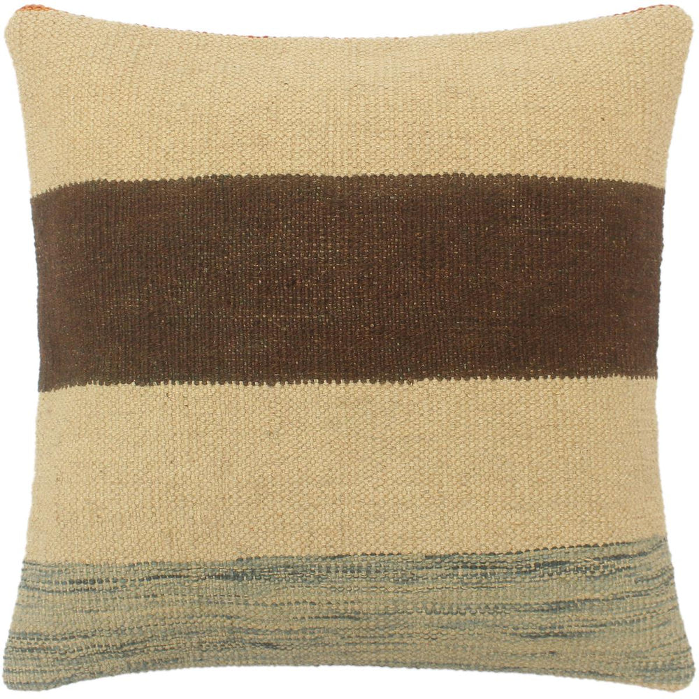 handmade Tribal Turkish Antique Beige Brown Hand-Woven SQUARE 100% WOOL pillow