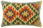 handmade Tribal Rust Blue Hand-Woven RECTANGLE 100% WOOL Pillow