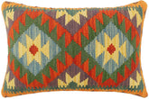 handmade Tribal Rust Blue Hand-Woven RECTANGLE 100% WOOL Pillow