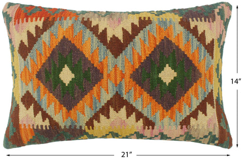 handmade Tribal Rust Blue Hand-Woven RECTANGLE 100% WOOL Pillow