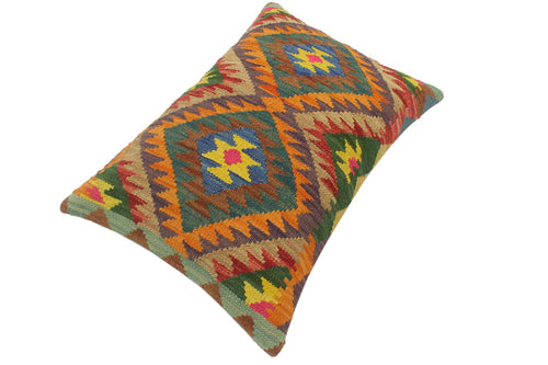 handmade Tribal Rust Blue Hand-Woven RECTANGLE 100% WOOL Pillow