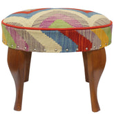 handmade Modern Victorianot Rust Blue Hand-made ROUND Vegetable dyed wool and wood 23 x 23 x 18