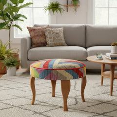 handmade Modern Victorianot Rust Blue Hand-made ROUND Vegetable dyed wool and wood 23 x 23 x 18