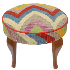 handmade Modern Victorianot Rust Blue Hand-made ROUND Vegetable dyed wool and wood 23 x 23 x 18
