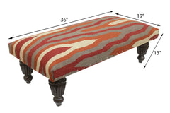 handmade Modern Settees Rust Red Hand-made RECTANGLE Vegetable dyed wool and wood