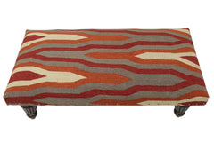 handmade Modern Settees Rust Red Hand-made RECTANGLE Vegetable dyed wool and wood