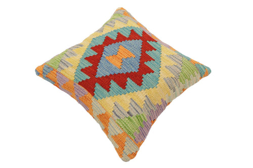 handmade Traditional Pillow Rust Blue Hand-Woven SQUARE 100% WOOL Hand woven turkish pillow 2 x 2