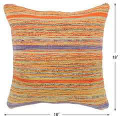 handmade Modern Pillow Rust Blue Hand-Woven SQUARE 100% WOOL Hand woven turkish pillow 2 x 2