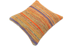 handmade Modern Pillow Rust Blue Hand-Woven SQUARE 100% WOOL Hand woven turkish pillow 2 x 2
