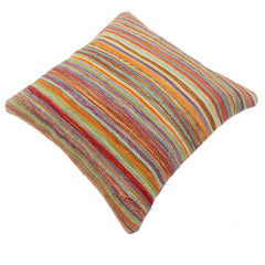 handmade Modern Pillow Rust Blue Hand-Woven SQUARE 100% WOOL Hand woven turkish pillow 2 x 2