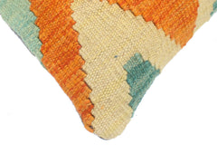 handmade Modern Pillow Rust Blue Hand-Woven SQUARE 100% WOOL Hand woven turkish pillow 2 x 2