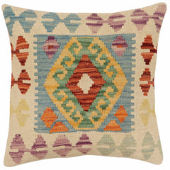 handmade Traditional Pillow Blue Rust Hand-Woven SQUARE 100% WOOL Hand woven turkish pillow2 x 2