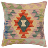 handmade Traditional Pillow Blue Rust Hand-Woven SQUARE 100% WOOL Hand woven turkish pillow2 x 2