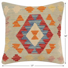 handmade Traditional Pillow Blue Red Hand-Woven SQUARE 100% WOOL Hand woven turkish pillow 2 x 2