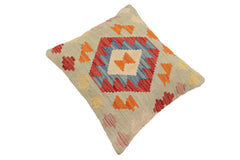 handmade Traditional Pillow Blue Red Hand-Woven SQUARE 100% WOOL Hand woven turkish pillow 2 x 2